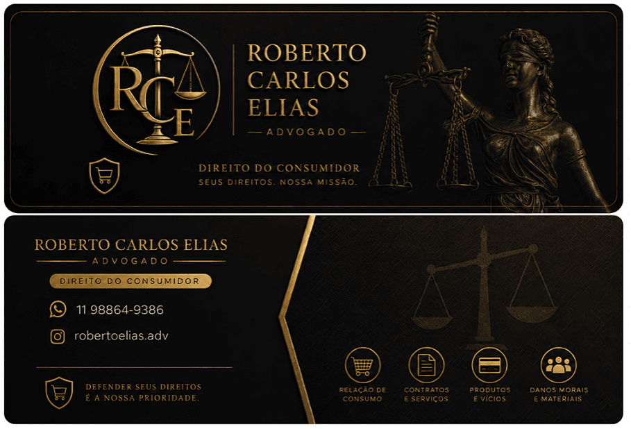 Cartão de visita de Roberto Carlos Elias, Advogado — Direito do Consumidor